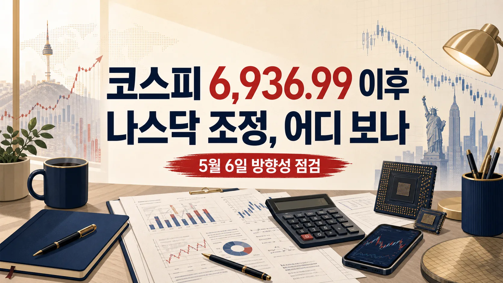 코스피 6,936 vs 나스닥 조정, 내일 어디서 들어가야?