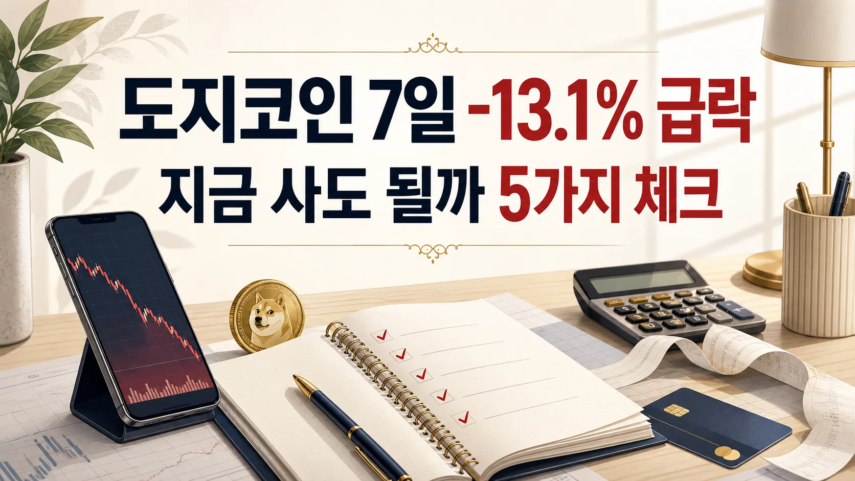 도지코인 7일 -13.1% 급락 — 지금 사도 될까 5가지 체크