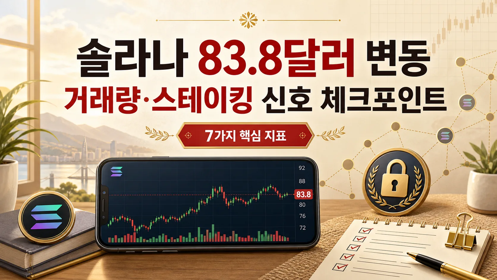 솔라나 83.8달러 변동 — 거래량·스테이킹 신호 체크포인트